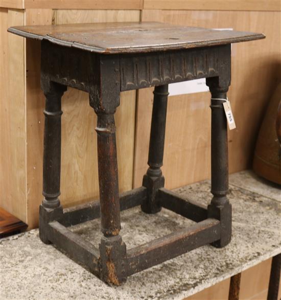 An antique oak joynt table / stool W.49cm